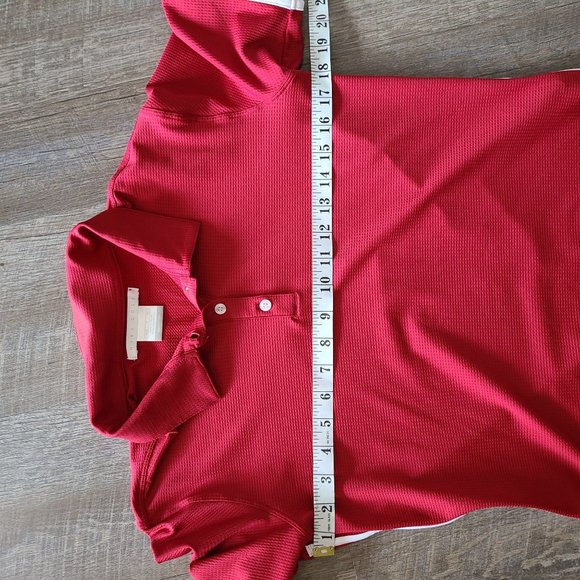 Nike Golf FitDry Red Waffle White Trim Short Sleeve Shirt Women's Size S - Picture 9 of 10